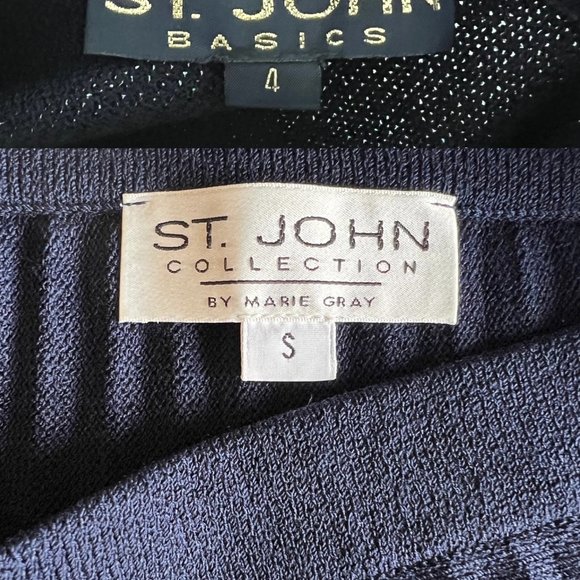 St. John Collection St. John Basics Navy Knit Skirt Suit w/ pleated skirt SIZE 4 - Picture 7 of 8